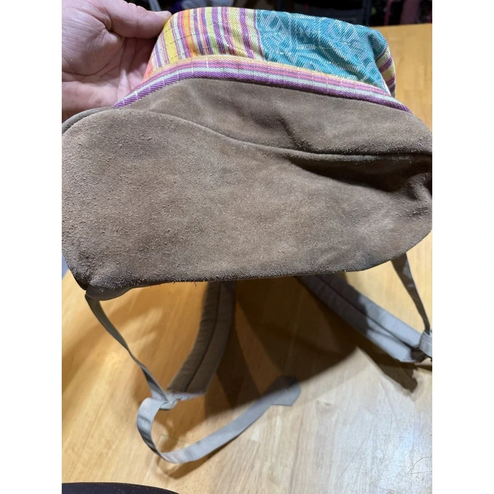 JanSport Originals Backpack T49Z Southwestern Stripe Suede Bottom Book Bag EUC